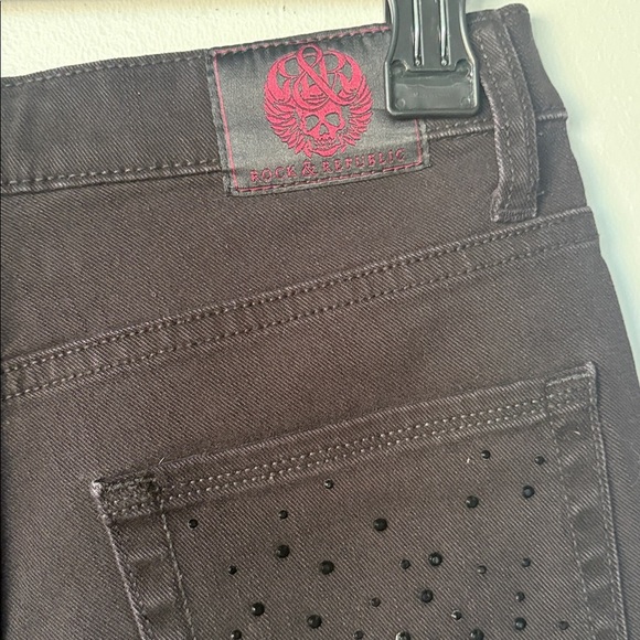 Rock & Republic Black on black Rhinestone ‘Lolita’  jean shorts - Picture 11 of 12